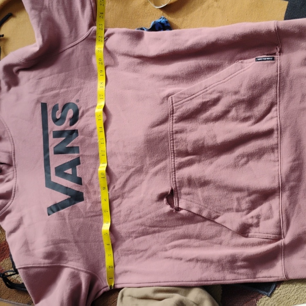 🪶 VANS HOODIE DISTRESSED  ROSE  HOODIE SWEATSHIRT UniSex SZ MED